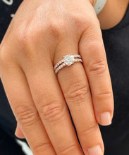 Load image into Gallery viewer, 14K Solid Rose Gold Cushion Cut Moissanite and Round Cut Natural Diamond Engagement Ring And Band Bridal Wedding Set 2.10ctw
