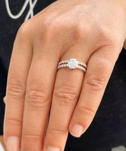Load image into Gallery viewer, 14K Solid Rose Gold Cushion Cut Moissanite and Round Cut Natural Diamond Engagement Ring And Band Bridal Wedding Set 2.10ctw
