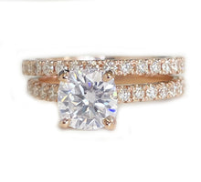 Load image into Gallery viewer, IGI Certified 14K Solid Rose Gold Cushion And Round Cut Diamond Engagement Ring And Band Bridal Wedding Set 2.00ctw F-VS2
