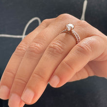 Load image into Gallery viewer, 14K Solid Rose Gold Cushion Cut Moissanite and Round Cut Natural Diamond Engagement Ring And Band Bridal Wedding Set 2.10ctw
