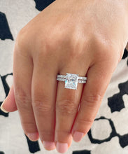Load image into Gallery viewer, Women&#39;s Large 5.70ctw 14k Solid White Gold Radiant Simulated Diamond Engagement Ring And Band Set
