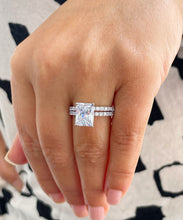 Load image into Gallery viewer, Women&#39;s Large 5.70ctw 14k Solid White Gold Radiant Simulated Diamond Engagement Ring And Band Set
