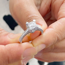 Load image into Gallery viewer, 14K Solid White Gold Round Cut Simulated Diamond Engagement Ring Bridal Wedding Halo 1.70ctw
