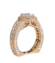 Load image into Gallery viewer, 14K Solid And Heavy Rose Gold 4.00ct Oval and Round, Prong Halo, Engagement Ring, Bridal Set, Simulated Diamond
