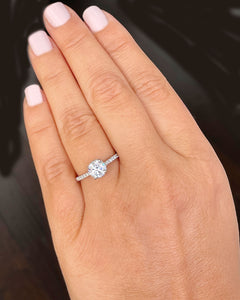 14K Solid White Gold Round Cut Simulated Diamond Engagement Ring Bridal Wedding Deco Style 1.35ctw