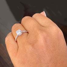 Load image into Gallery viewer, 14K Solid White Gold Round Cut Simulated Diamond Engagement Ring Bridal Wedding Deco Style 1.35ctw
