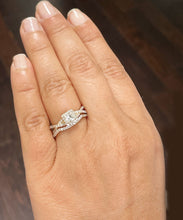 Load image into Gallery viewer, 1.50 Carat Princess Cut Simulated Diamond Engagement Ring And Band Bridal Set Wedding Halo 14k Solid Yellow Gold
