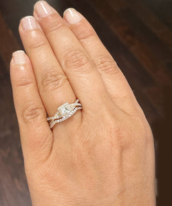 1.50 Carat Princess Cut Simulated Diamond Engagement Ring And Band Bridal Set Wedding Halo 14k Solid Yellow Gold