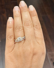 Load image into Gallery viewer, 1.50 Carat Princess Cut Simulated Diamond Engagement Ring And Band Bridal Set Wedding Halo 14k Solid Yellow Gold
