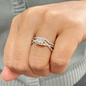 1.50 Carat Princess Cut Simulated Diamond Engagement Ring And Band Bridal Set Wedding Halo 14k Solid Yellow Gold