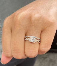Load image into Gallery viewer, 1.50 Carat Princess Cut Simulated Diamond Engagement Ring And Band Bridal Set Wedding Halo 14k Solid Yellow Gold
