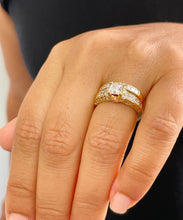 Load image into Gallery viewer, IGI Certified 14K Solid and Heavy Yellow Gold Princess and Round Cut Diamond Engagement Ring and Band 2.70ctw F-VS2
