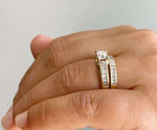 Load image into Gallery viewer, IGI Certified 14K Solid and Heavy Yellow Gold Princess and Round Cut Diamond Engagement Ring and Band 2.70ctw F-VS2
