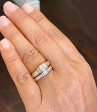 Load image into Gallery viewer, IGI Certified 14K Solid and Heavy Yellow Gold Princess and Round Cut Diamond Engagement Ring and Band 2.70ctw F-VS2
