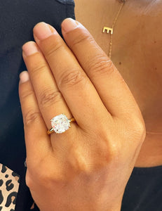 14K Solid Yellow Gold Cushion Cut Forever One Moissanite Engagement Ring Deco, Bridal, Wedding, Anniversary, Four prong, Solitaire 4.00ctw
