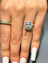 Load image into Gallery viewer, 5.65 Carat Cushion and Round Cut Simulated Diamond Engagement Ring Halo Bridal in 14K Solid Rose Gold
