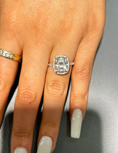 Load image into Gallery viewer, 5.65 Carat Cushion and Round Cut Simulated Diamond Engagement Ring Halo Bridal in 14K Solid Rose Gold

