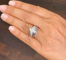 Load image into Gallery viewer, Women&#39;s 14k Solid And Heavy White Gold Round Forever One Moissanite Engagement Ring Band Tension Set Bridal Set Wedding Set  1.00ct

