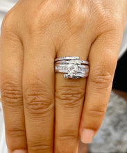 Load image into Gallery viewer, Women&#39;s 14k Solid And Heavy White Gold Round Forever One Moissanite Engagement Ring Band Tension Set Bridal Set Wedding Set  1.00ct
