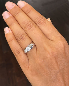 14k solid heavy white gold round cut simulated diamond semi bezel engagement ring wedding 0.96ct