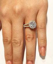 Load image into Gallery viewer, 14k Solid Yellow Gold Round Moissanite And Natural Diamond Engagement Ring Halo Prong Set Split Shank 2.20ctw
