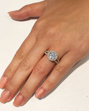 Load image into Gallery viewer, 14k Solid Yellow Gold Round Moissanite And Natural Diamond Engagement Ring Halo Prong Set Split Shank 2.20ctw
