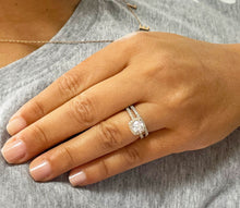 Load image into Gallery viewer, 14K Solid Yellow Gold Cushion Cut Forever One Moissanite and Round Cut Natural Diamond Engagement Ring And Band Bridal Halo 2.30ctw
