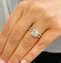 Load image into Gallery viewer, 14K Solid Yellow Gold Cushion And Round Cut Simulated Diamond Engagement Ring And Band Bridal Set Halo 2.30ctw
