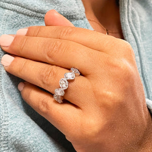 14k solid white gold Round, Emerald, Princess, Oval Cut Moissanite And Natural diamonds band anniversary Wedding, Anniversary, 2.40ctw