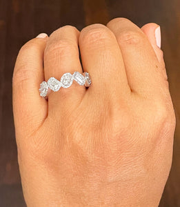 14k solid white gold Round, Emerald, Princess, Oval Cut Moissanite And Natural diamonds band anniversary Wedding, Anniversary, 2.40ctw