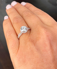 Load image into Gallery viewer, IGI Certified14k Solid Rose Gold Round Cut Diamond Engagement Ring And Band Halo Prong Set Bridal Set Wedding 1.75ctw F-VS2
