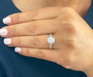 IGI Certified14k Solid Rose Gold Round Cut Diamond Engagement Ring And Band Halo Prong Set Bridal Set Wedding 1.75ctw F-VS2