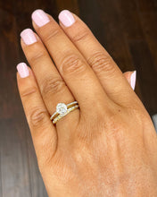 Load image into Gallery viewer, 14k solid yellow gold round cut simulated diamond engagement ring and band deco, wedding, anniversary, prong set, bridal, 1.50ctw
