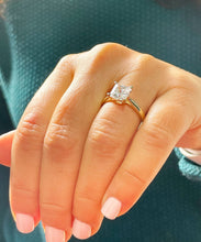 Load image into Gallery viewer, 14K Solid Yellow Gold Princess Cut Moissanite Engagement Ring Deco, Bridal, Wedding, Anniversary, Prong Set Solitaire 2.00ctw
