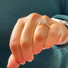 Load image into Gallery viewer, 14K Solid Yellow Gold Princess Cut Forever One Moissanite Engagement Ring Deco, Bridal, Wedding, Anniversary, Prong Set Solitaire 2.00ctw

