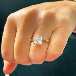IGI Certified 14K Solid Yellow Gold Princess Cut Diamond Engagement Ring Prong Set Solitaire 1.50ctw