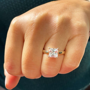 IGI Certified 14K Solid Yellow Gold Princess Cut Diamond Engagement Ring Prong Set Solitaire 1.50ctw