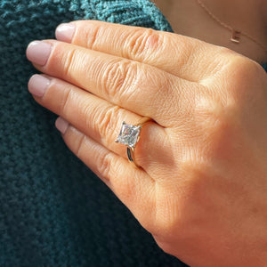 IGI Certified 14K Solid Yellow Gold Princess Cut Diamond Engagement Ring Prong Set Solitaire 1.50ctw