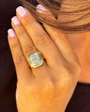 Load image into Gallery viewer, 14K Solid Yellow Gold Emerald Forever One Moissanite Ring Solitaire Bezel Set 3.50ctw
