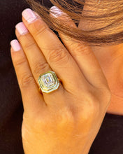 Load image into Gallery viewer, IGI Certified 14k solid yellow gold emerald cut diamond engagement ring bezel set solitaire bridal wedding 3.00ct
