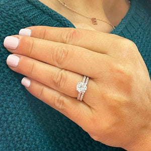 14K Solid Rose Gold Round Cut Simulated Diamond Engagement Ring And Band Bridal Set Wedding Set 2.10ct