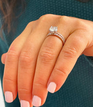 Load image into Gallery viewer, 14K Solid Rose Gold Round Cut Simulated Diamond Engagement Ring And Band Bridal Set Wedding Set 2.10ct

