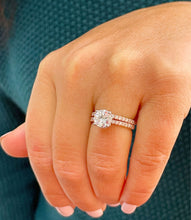 Load image into Gallery viewer, 14K Solid Rose Gold Round Cut Simulated Diamond Engagement Ring And Band Bridal Set Wedding Set 2.10ct
