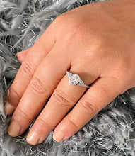 Load image into Gallery viewer, 14k Solid White Gold Round Cut Moissanite And Natural Diamonds Engagement Ring Semi Bezel Set, Bridal, Wedding 1.04ct
