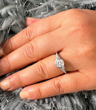 Load image into Gallery viewer, 14k Solid White Gold Round Cut Moissanite And Natural Diamonds Engagement Ring Semi Bezel Set, Bridal, Wedding 1.04ct
