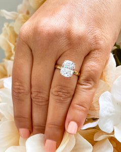 14K Solid Yellow Gold Rectangular Cushion Cut Moissanite Engagement Ring Deco, Bridal, Wedding, Anniversary, Four prong, Solitaire 4.00ctw