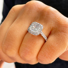 Load image into Gallery viewer, IGI Certified 14K Solid Heavy White Gold Asscher Cut Diamond Engagement Ring Bezel Set Halo Wedding Anniversary Round Cut 4.00ct F-VS2
