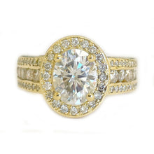 Load image into Gallery viewer, IGI Certified 14K Solid And Heavy Yellow Gold 4.00ct Oval and Round, Prong Halo, Engagement Ring, Bridal Set F-VS2
