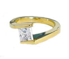 Load image into Gallery viewer, IGI Certified  14K Solid Yellow Gold Princess Cut Diamond Engagement Ring Bridal, Wedding, Anniversary, Tension Set Solitaire 1.00ct
