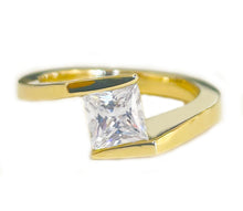 Load image into Gallery viewer, IGI Certified  14K Solid Yellow Gold Princess Cut Diamond Engagement Ring Bridal, Wedding, Anniversary, Tension Set Solitaire 1.00ct
